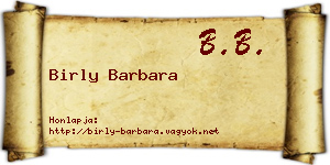 Birly Barbara névjegykártya